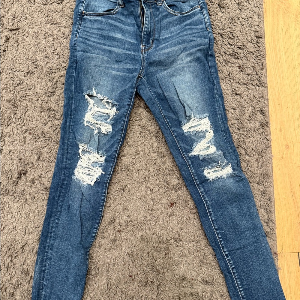 American Eagle Outfitters Ripped Blue Skinny Jeans